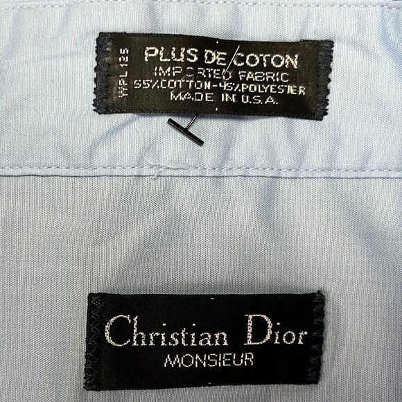 Christian Dior Monsieur Blue Short Sleeve Button Down Pocket Shirt   Men Size 17 - Picture 3 of 7